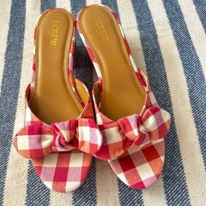 J. Crew Vibrant Checkered Bow Mules